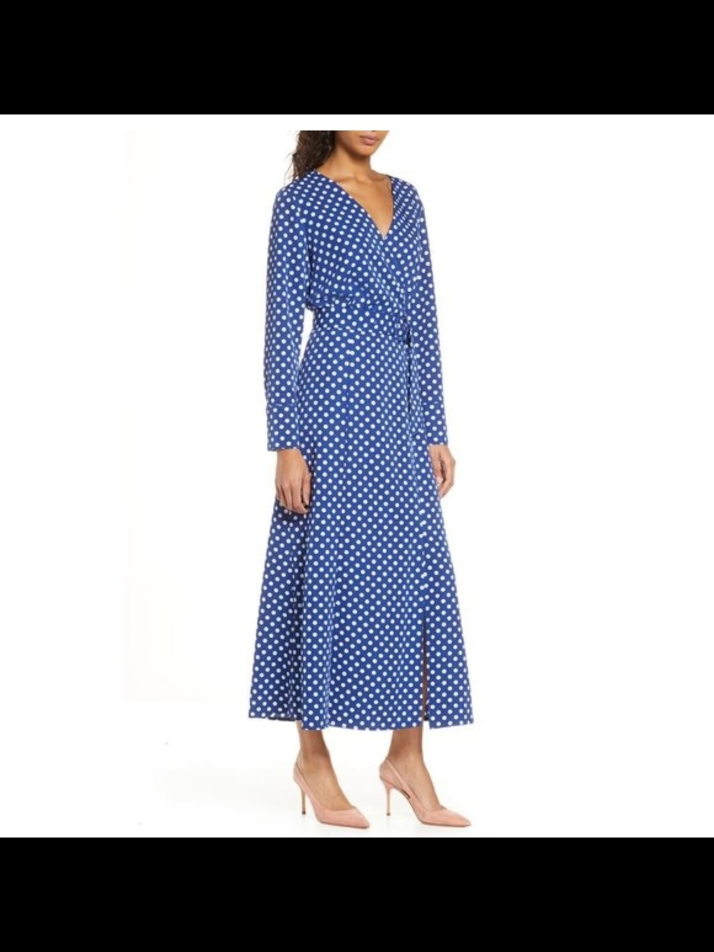 1901 Polka Dot Wrap Maxi Dress - Blue